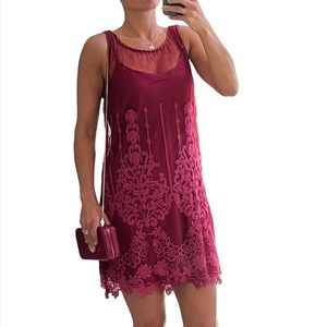 Free People lace dress magenta